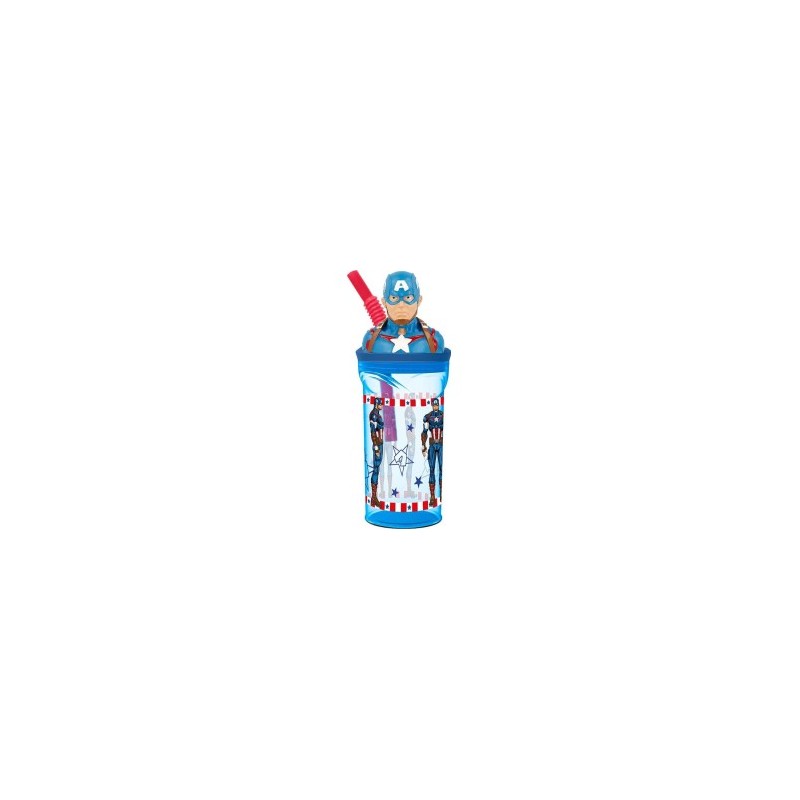 Captain America Bicchiere con Cannuccia 3D Tritan 360 m Captain America Bicchiere con Cannuccia 3D Tritan 360 m