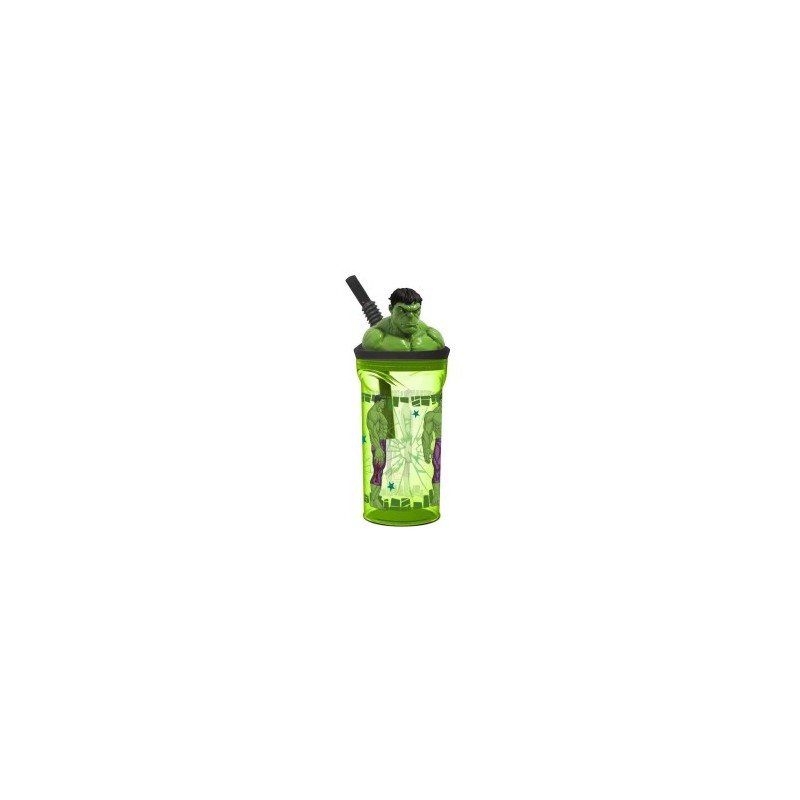 Hulk Bicchiere con Cannuccia 3D Tritan 360 ml Hulk Bicchiere con Cannuccia 3D Tritan 360 ml