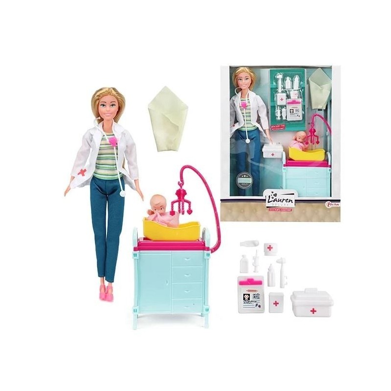 Lauren Teenage Doll Dottore Con Bambino e Accessori Lauren Teenage Doll Dottore Con Bambino e Accessori